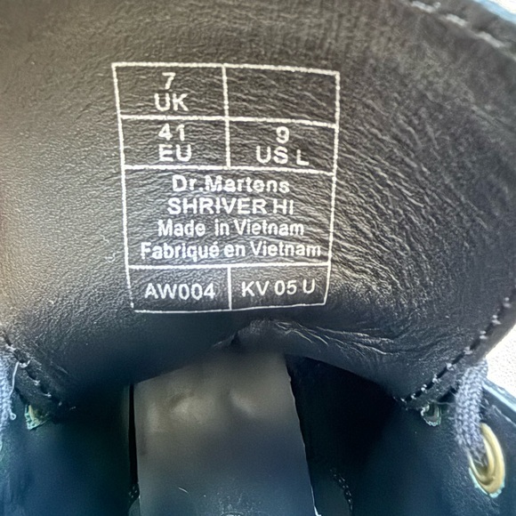 Dr. Martens Black Leather Lace-Up Platform Combat Boots Yellow Stitching - Picture 6 of 6